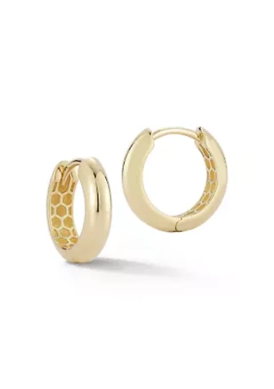 14K Gold Polished Huggie Hoop Earrings