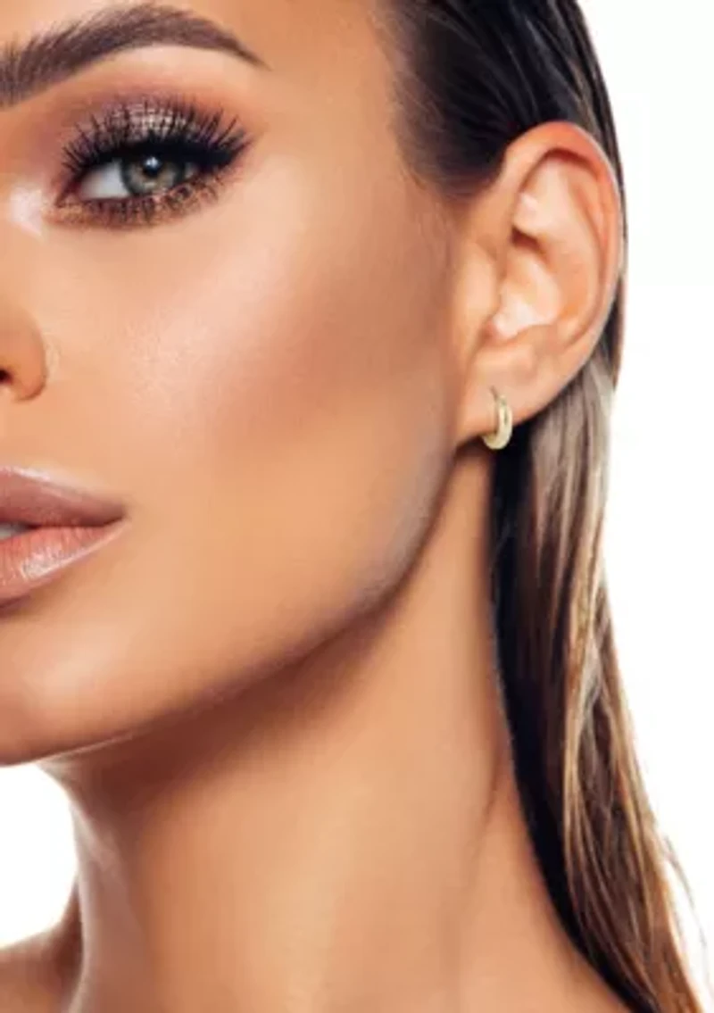 14K Gold Polished Huggie Hoop Earrings