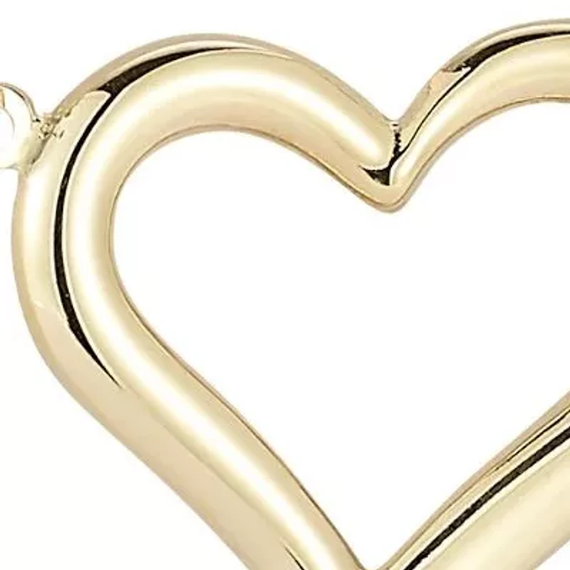 14K Gold Open Heart Pendant Necklace