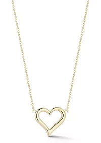 14K Gold Open Heart Pendant Necklace