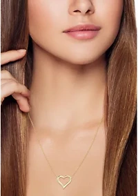 14K Gold Open Heart Pendant Necklace