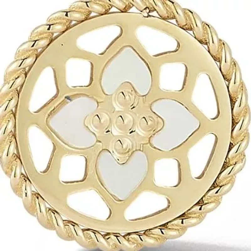 14K Gold Mother of Pearl Toggle Flower Pendant Necklace