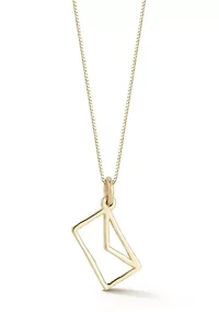 14K Gold Envelope Pendant Necklace, Made in Italy