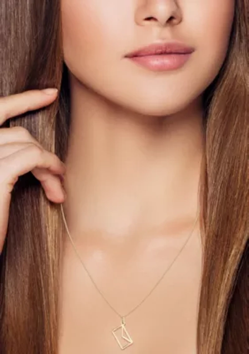 14K Gold Envelope Pendant Necklace, Made in Italy