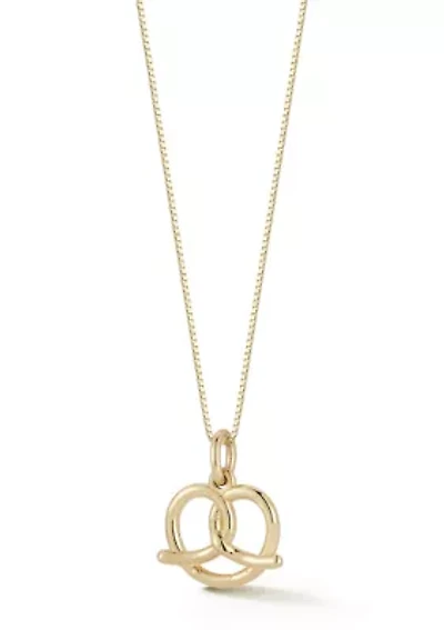 14K Gold Pretzel Pendant Necklace, Made in Italy