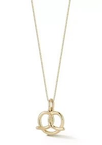 14K Gold Pretzel Pendant Necklace, Made in Italy