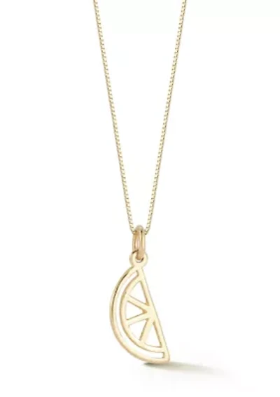 14K Gold Citrus Slice Pendant Necklace, Made in Italy