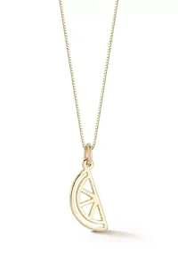 14K Gold Citrus Slice Pendant Necklace, Made in Italy