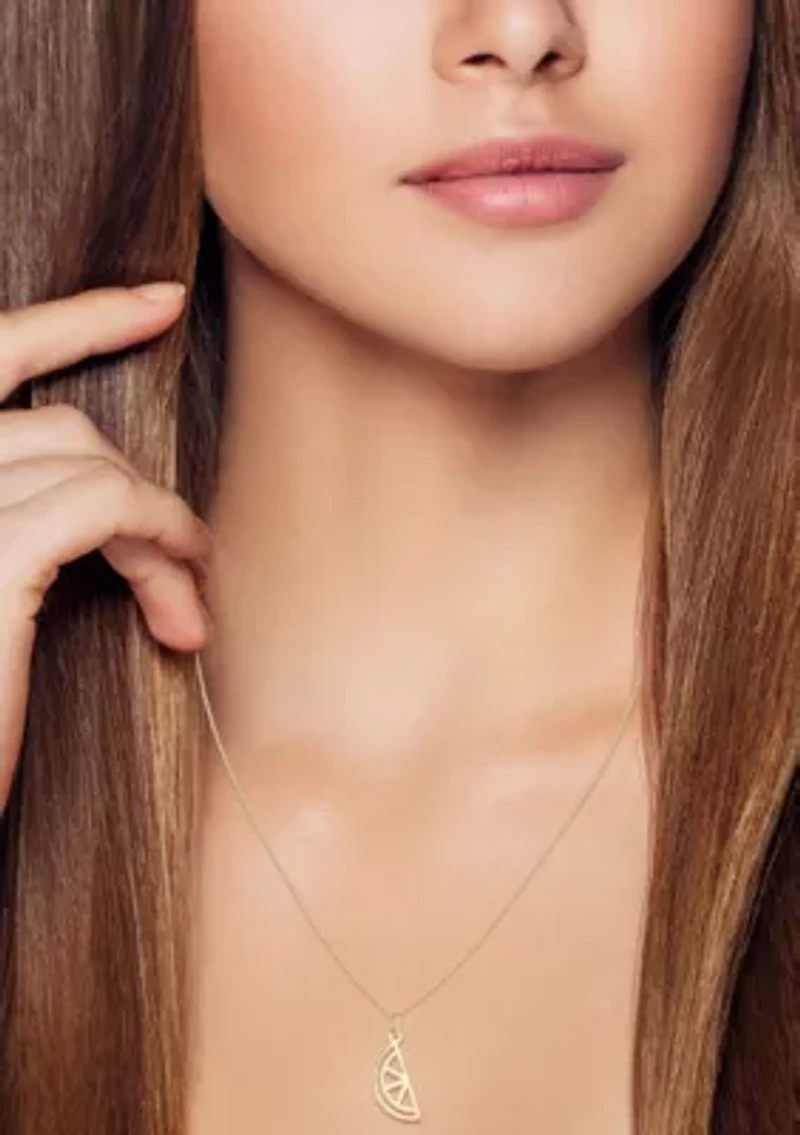 14K Gold Citrus Slice Pendant Necklace, Made in Italy