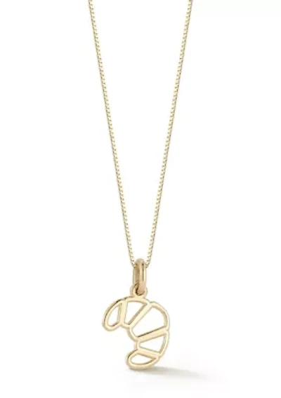 14K Gold Croissant Pendant Necklace, Made in Italy