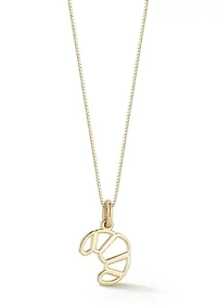 14K Gold Croissant Pendant Necklace, Made in Italy