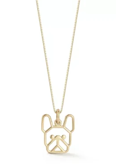 14K Gold Dog Face Pendant Necklace, Made in Italy