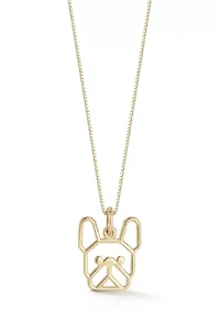 14K Gold Dog Face Pendant Necklace, Made in Italy