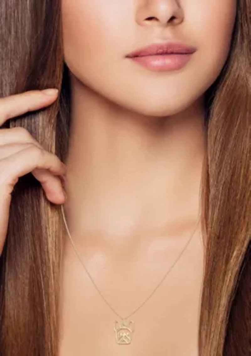 14K Gold Dog Face Pendant Necklace, Made in Italy
