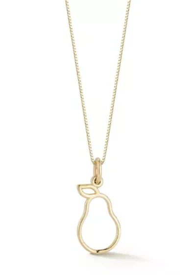 14K Gold Pear Pendant Necklace, Made in Italy