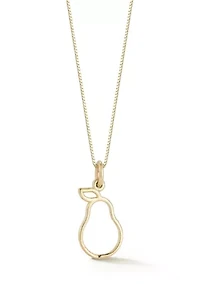 14K Gold Pear Pendant Necklace, Made in Italy
