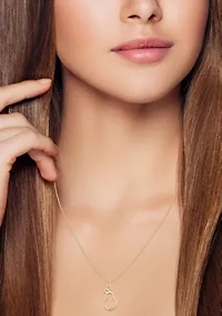14K Gold Pear Pendant Necklace, Made in Italy