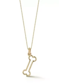 14K Gold Bone Pendant Necklace, Made in Italy
