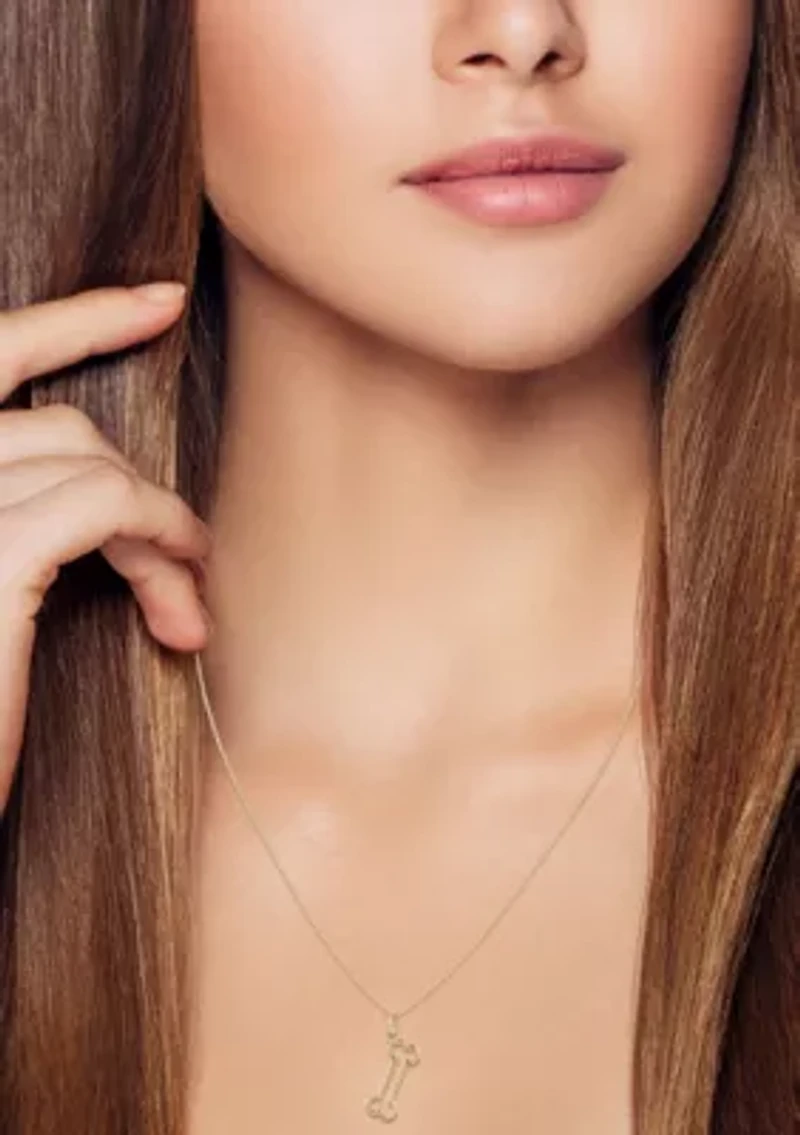 14K Gold Bone Pendant Necklace, Made in Italy