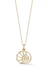 14K Gold Seashell Pendant Necklace, Made in Italy