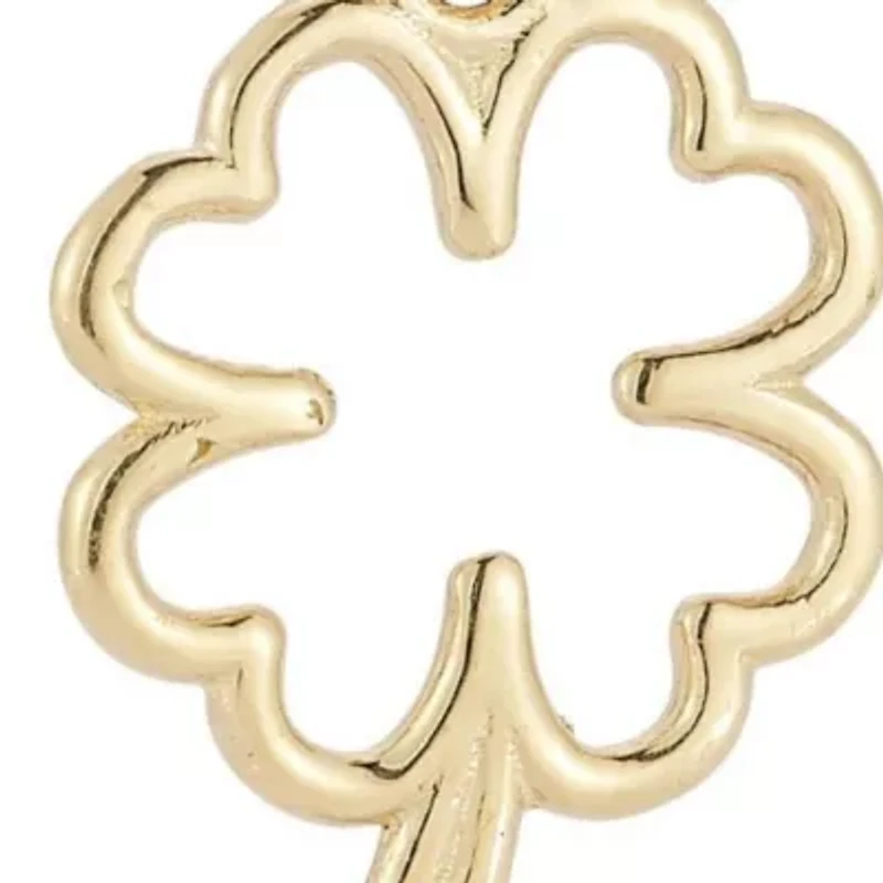 14K Gold Open Clover Pendant Necklace, Made in Italy