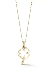 14K Gold Open Clover Pendant Necklace, Made in Italy