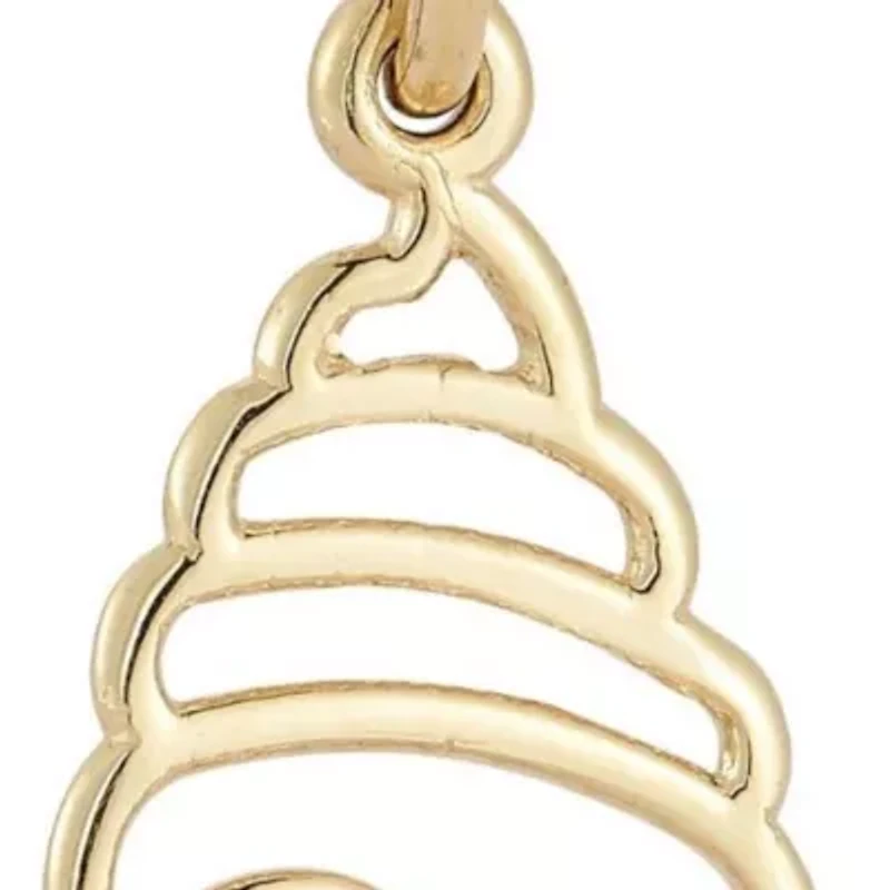 14K Gold Seashell Pendant Necklace, Made in Italy