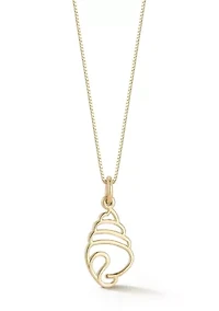 14K Gold Seashell Pendant Necklace, Made in Italy