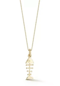 14K Gold Fish Pendant Necklace, Made in Italy