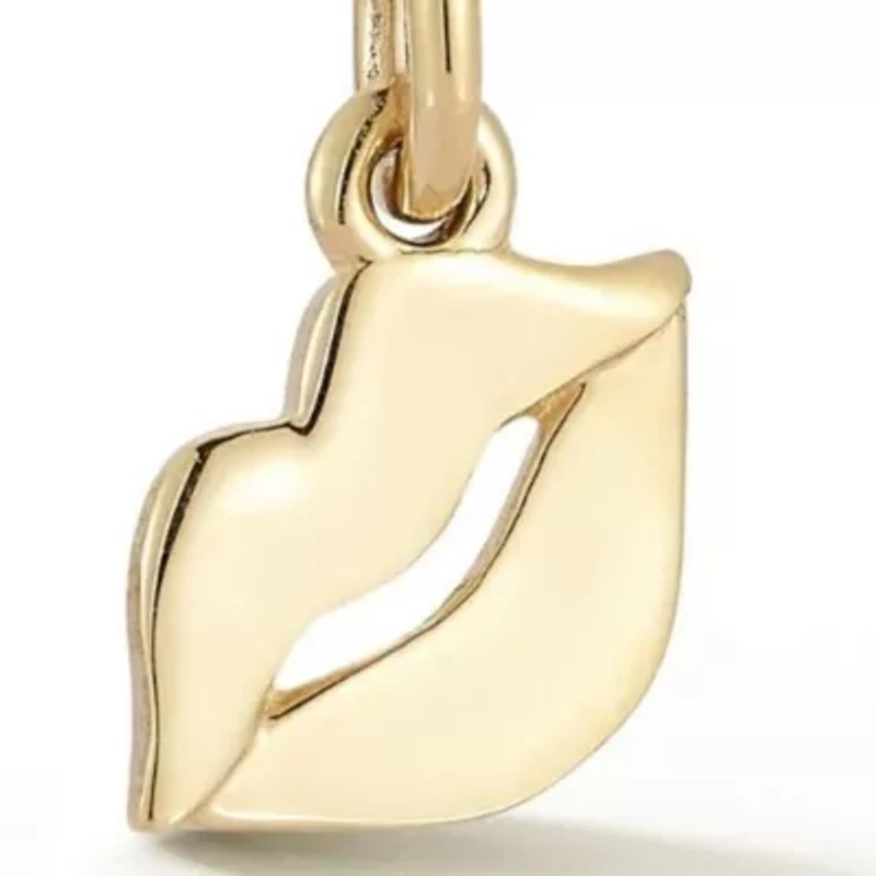14K Gold Mini Lips Pendant Necklace, Made in Italy