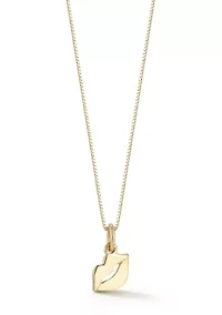 14K Gold Mini Lips Pendant Necklace, Made in Italy