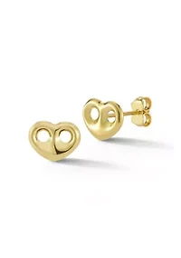 14K Gold Mariner Heart Stud Earrings