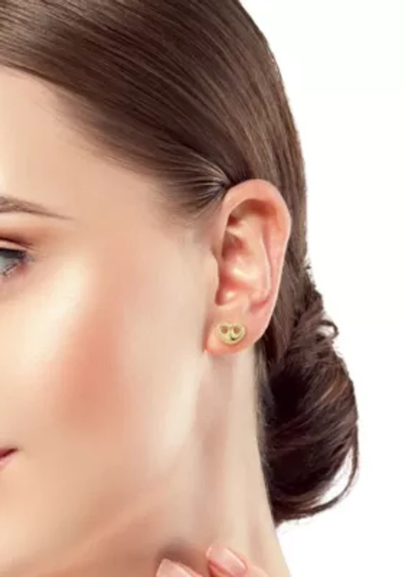 14K Gold Mariner Heart Stud Earrings