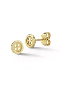 14K Gold Button Stud Earrings