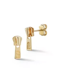 14K Gold Zipperhead Stud Earrings