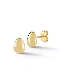 14K Gold Pear Shaped Stud Earrings