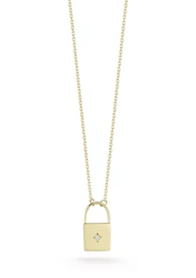 14K Gold Diamond Padlock Pendant Necklace