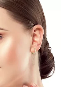 14K Gold Chain Drop Huggie Earrings