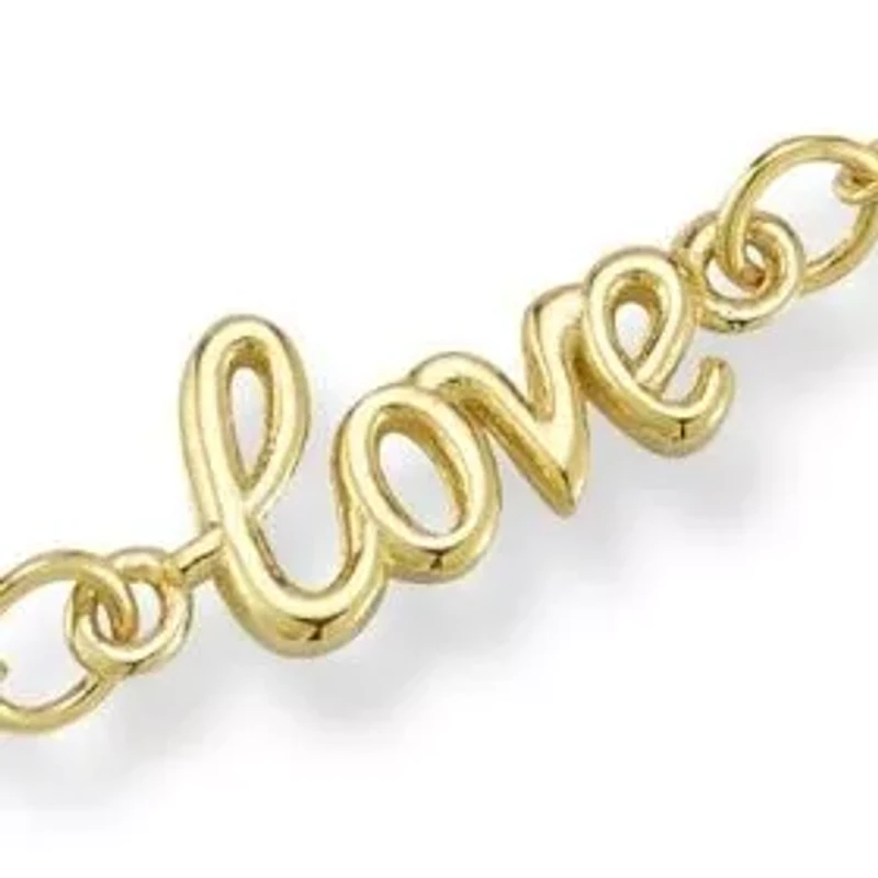 14K Gold Love Script Bracelet