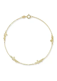 14K Gold Love Script Bracelet