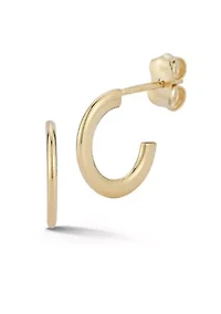 14K Gold Thin C Hoop Earrings