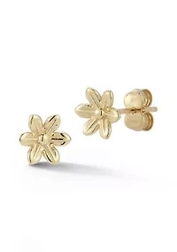 14K Gold Flower Stud Earrings