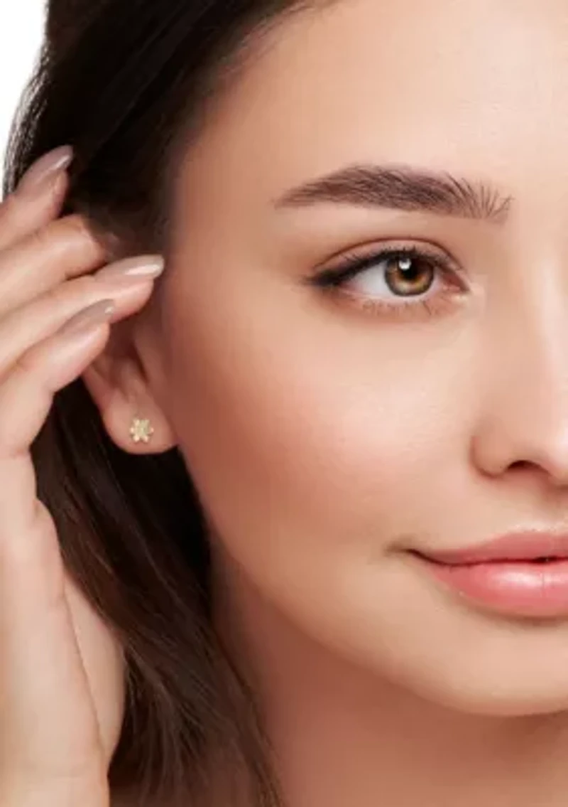 14K Gold Flower Stud Earrings