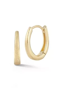 14K Gold Satin Finish Oval Huggie Hoop Earrings