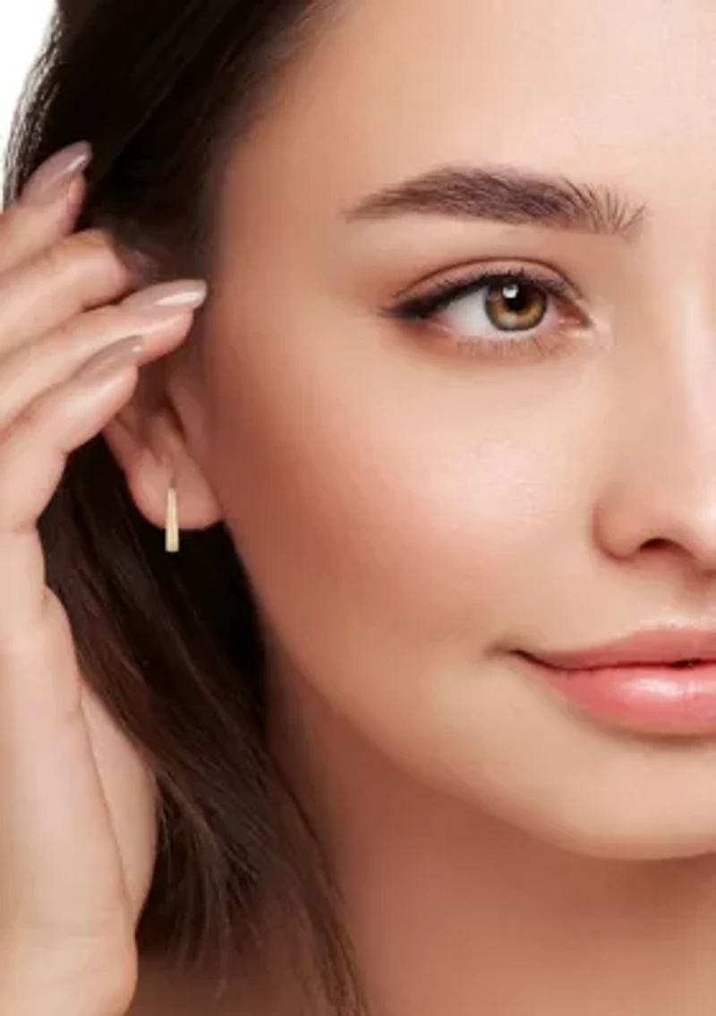 14K Gold Satin Finish Oval Huggie Hoop Earrings