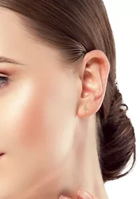 14K Gold Pointed Cross Stud Earrings