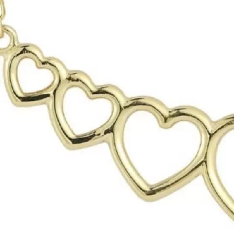 14K Gold Graduated Open Heart Bar Necklace