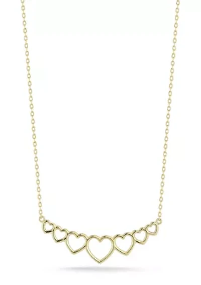 14K Gold Graduated Open Heart Bar Necklace