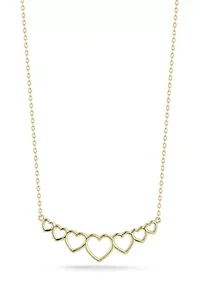 14K Gold Graduated Open Heart Bar Necklace