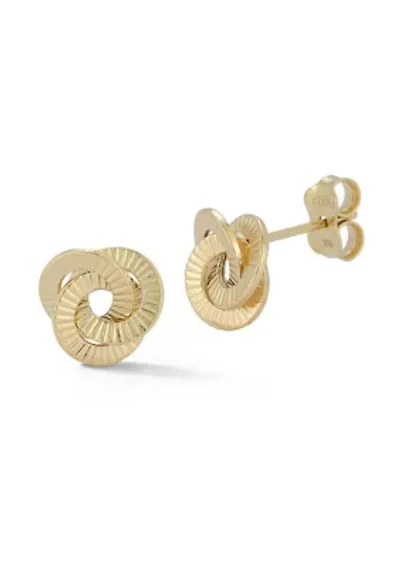 14K Gold Textured Love Knot Stud Earrings